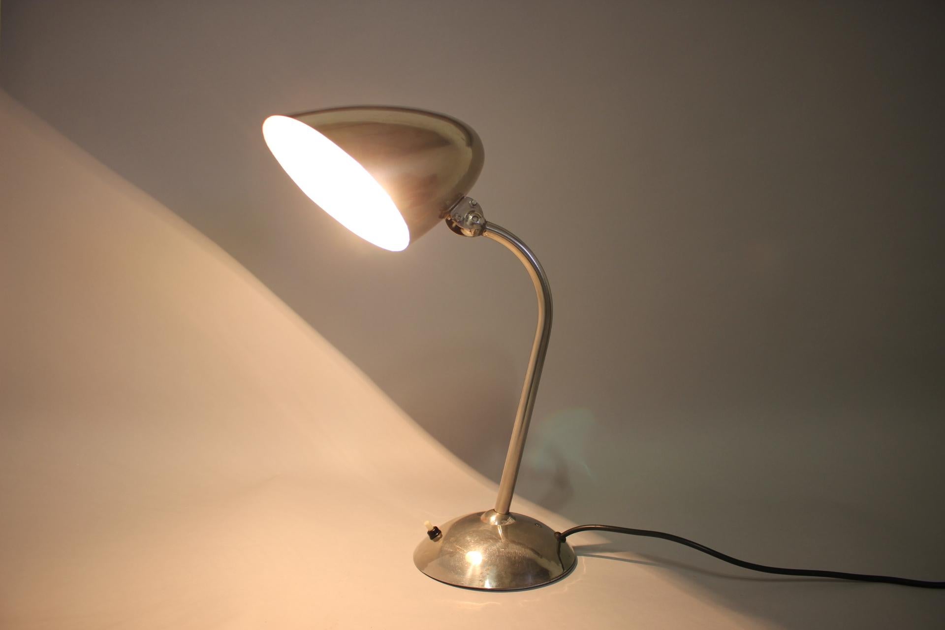 Mid-20th Century Functionalist Table Lamp, Czechoslovakia, 1930s For Sale