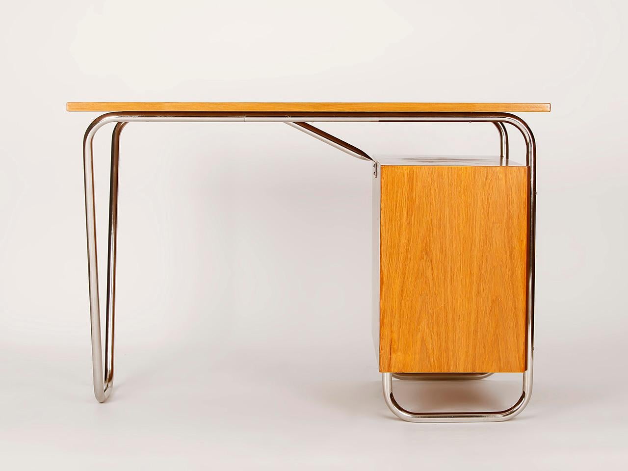 Czech Functionalist Tubular Steel Desk, 1930s