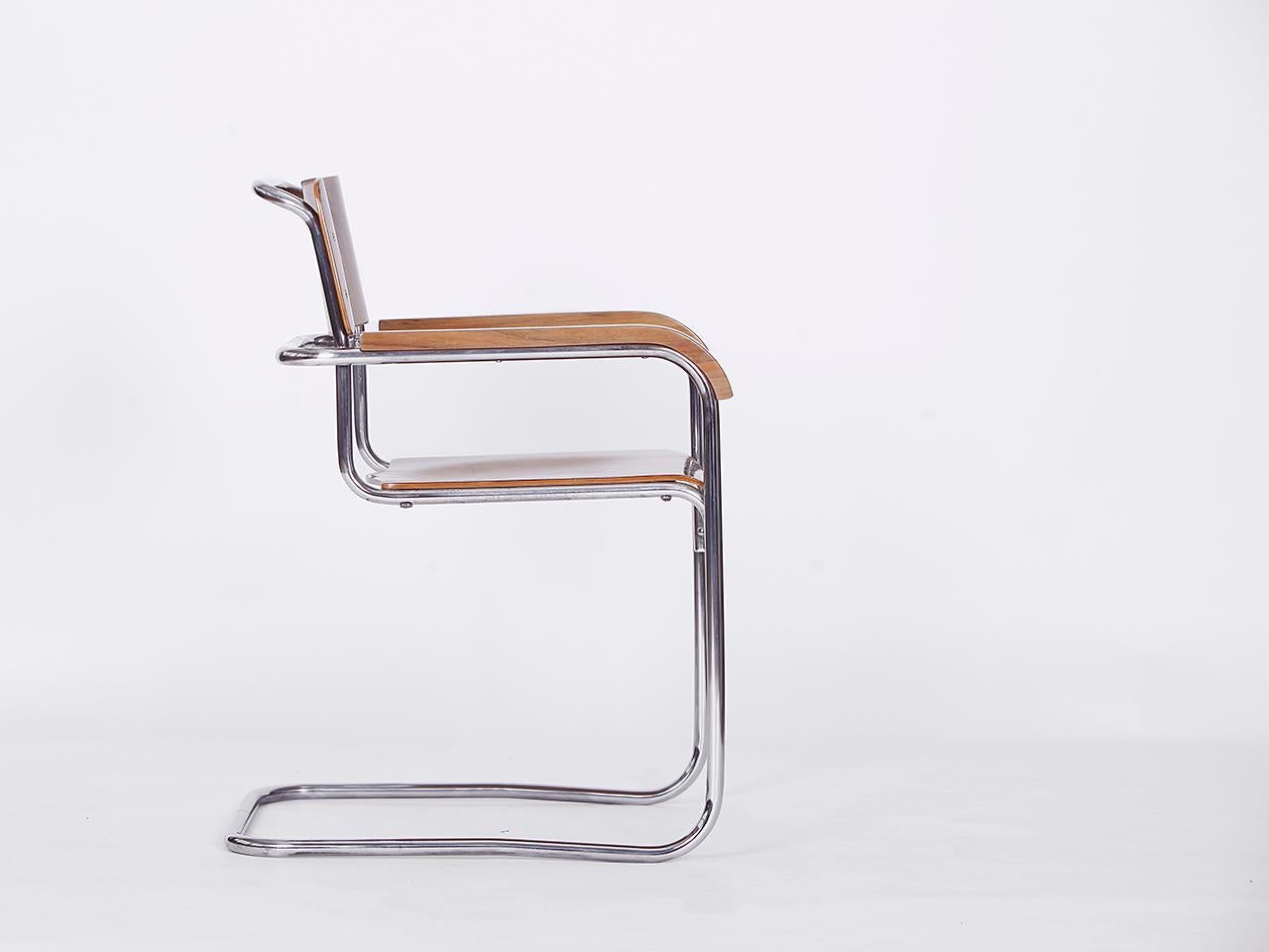 Functionalist Tubular Steel Desk by Gottwald and Chair by Slezak 1930s For Sale 8