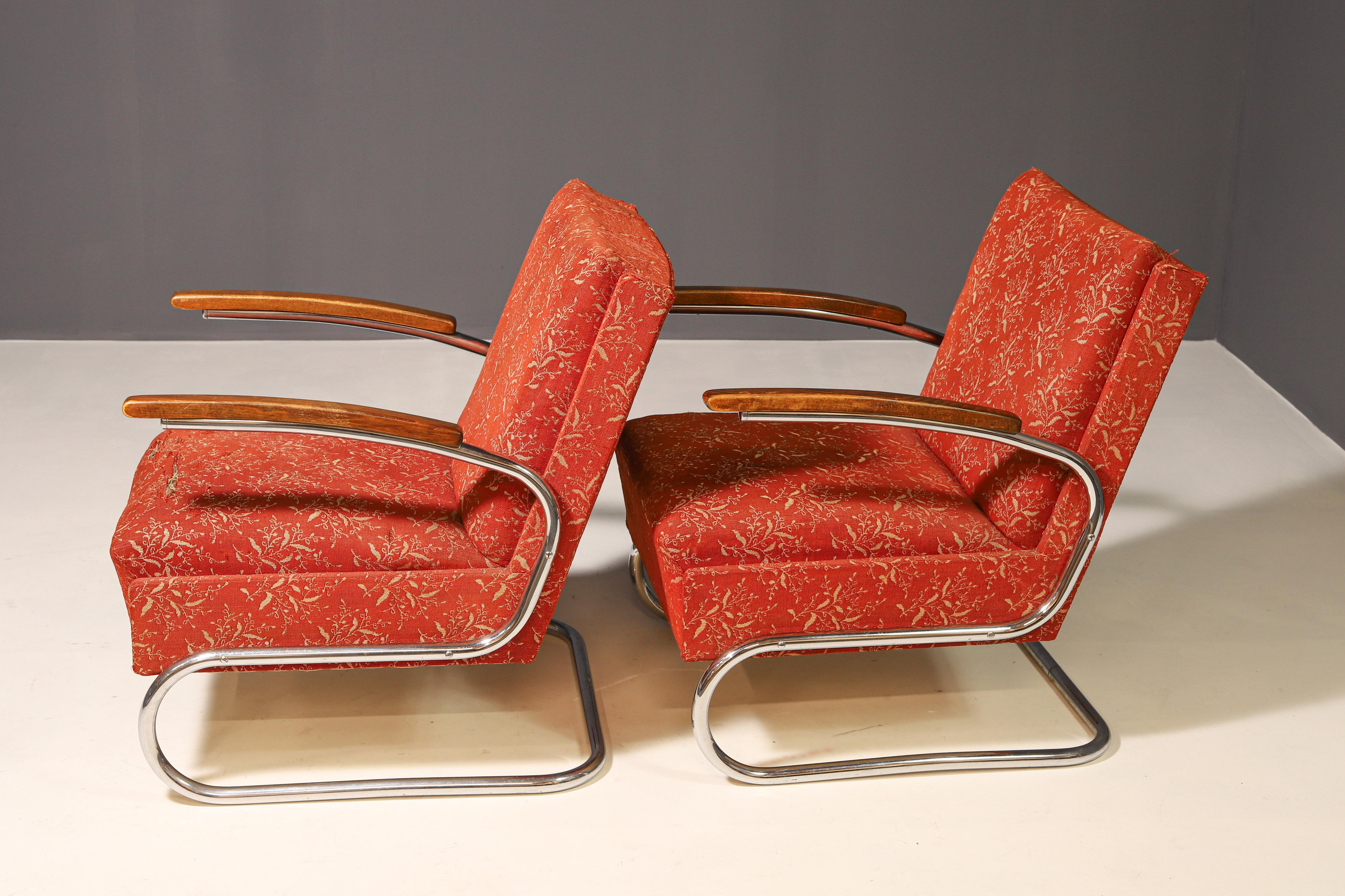 Tchèque Fauteuil fonctionnel rembourré de Mücke-Melder  Années 1930, Tchécoslovaquie en vente