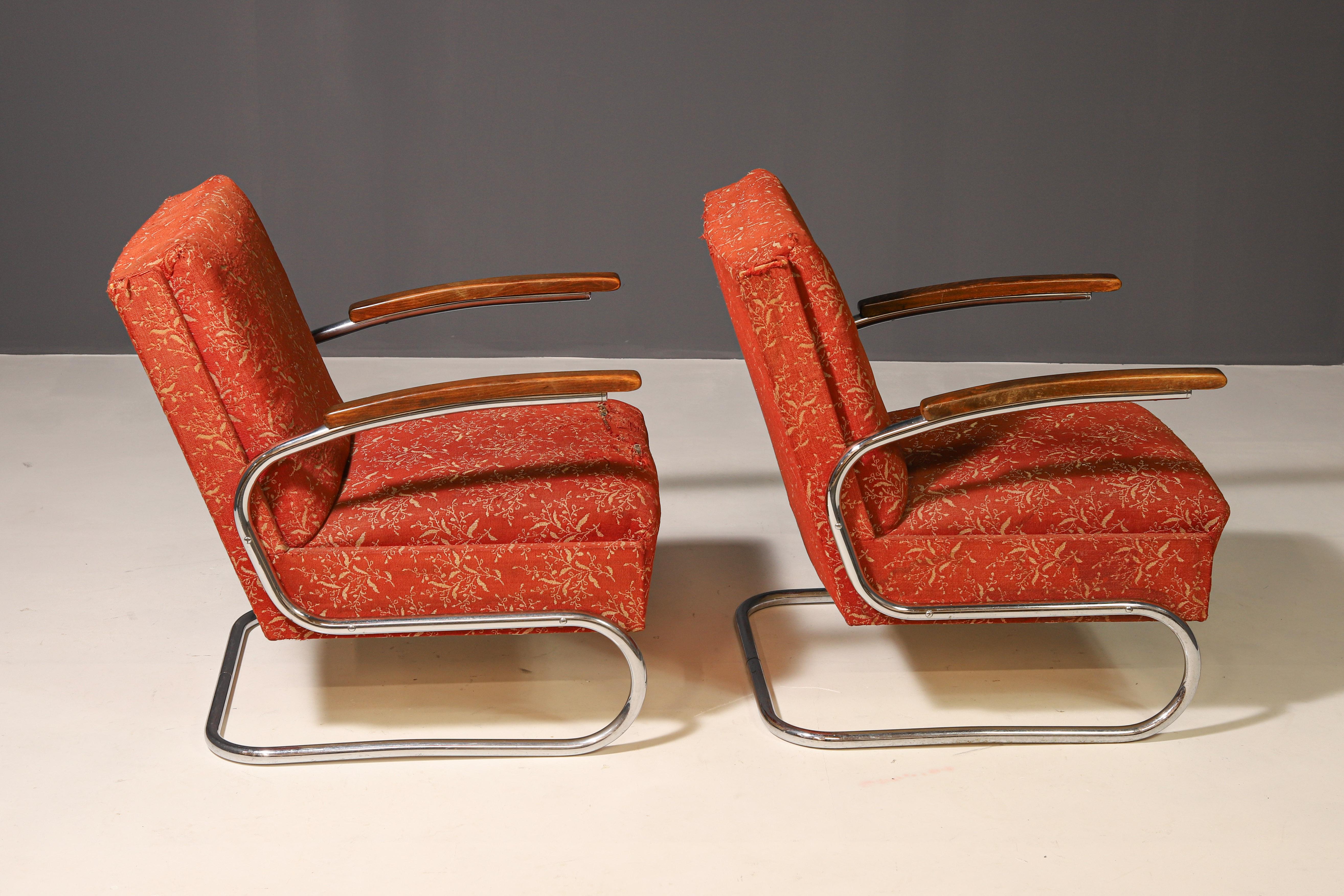 Fauteuil fonctionnel rembourré de Mücke-Melder  Années 1930, Tchécoslovaquie en vente 1