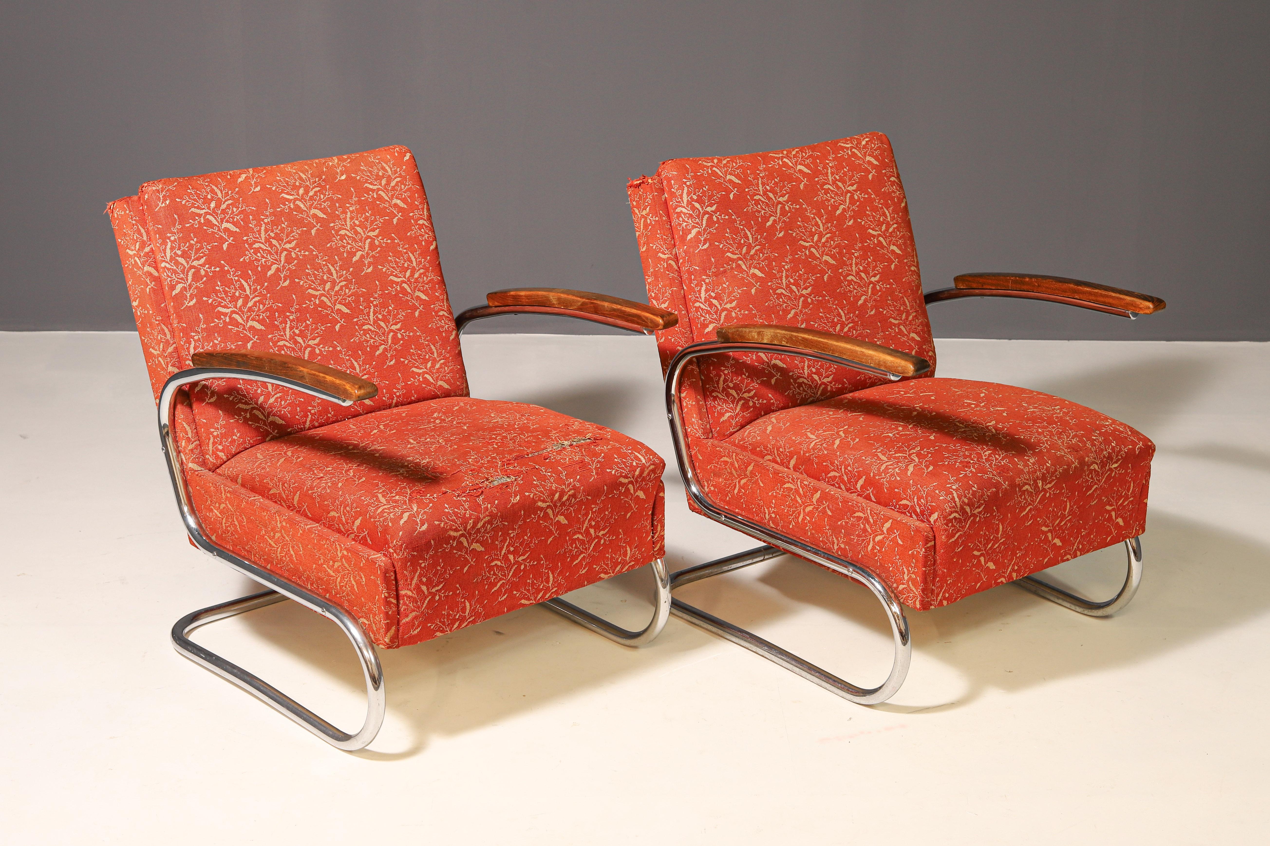 Fauteuil fonctionnel rembourré de Mücke-Melder  Années 1930, Tchécoslovaquie en vente 2