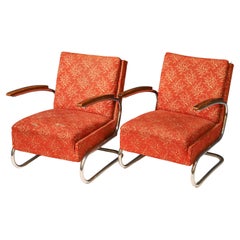 Functionalist Upholstered Armchair by Mücke-Melder  1930s, Czechoslovakia