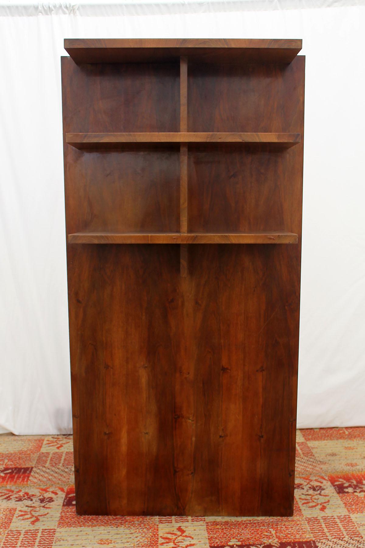 Wood Functionalist Wall Shelf or Bookcase in Walnut, 1930s, Bohemia