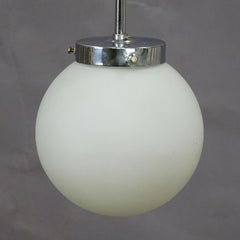 Functionalistic Bauhaus Style Pendant Light with Opaline Glass Shade
