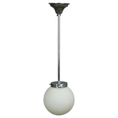 Functionalistic Bauhaus Style Pendant Light with Opaline Glass Shade