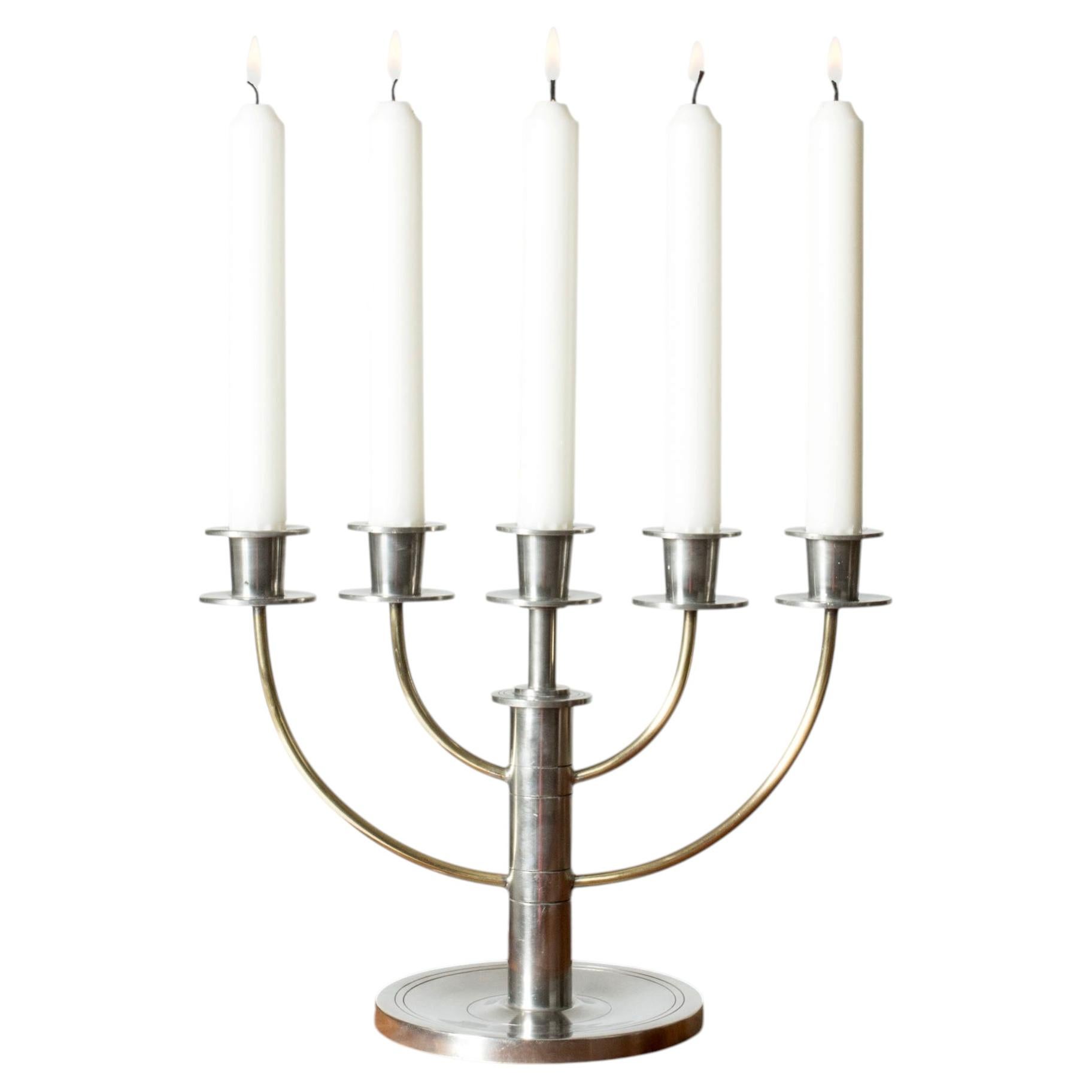 Functionlist Pewter Candelabra attributed to Sylvia Stave, Sweden, 1929 For Sale