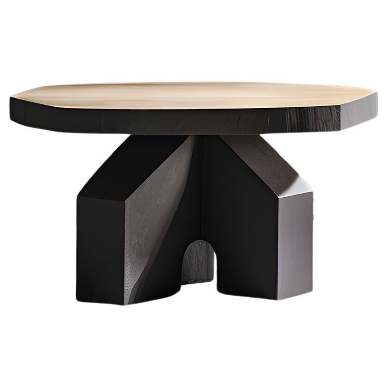 Table basse Fundamenta 47 bois massif, lignes géométriques par NONO