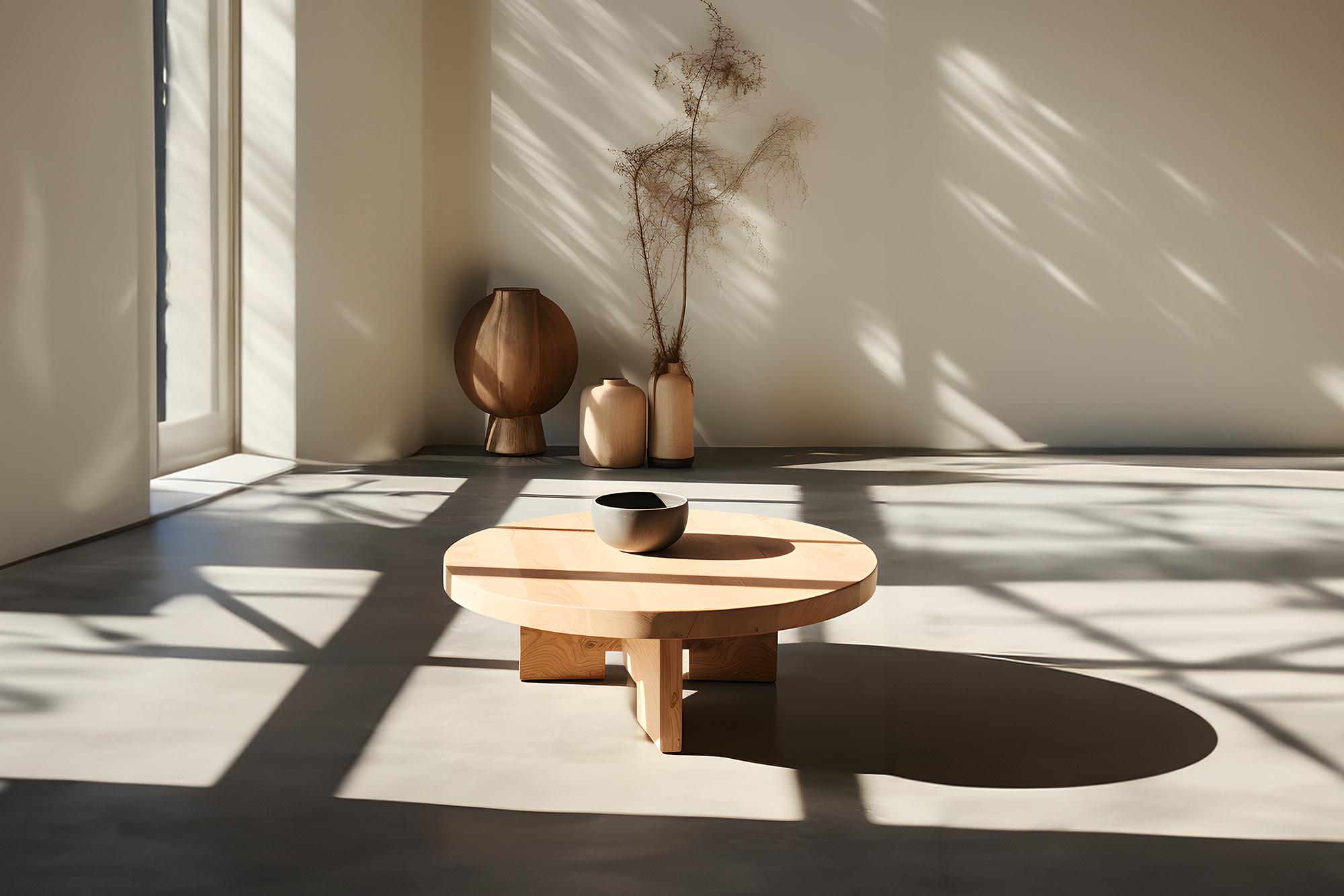 Fundamenta Geometrischer Couchtisch 56 aus rundem Massivholz, moderner Stil von NONO (Mexikanisch) im Angebot