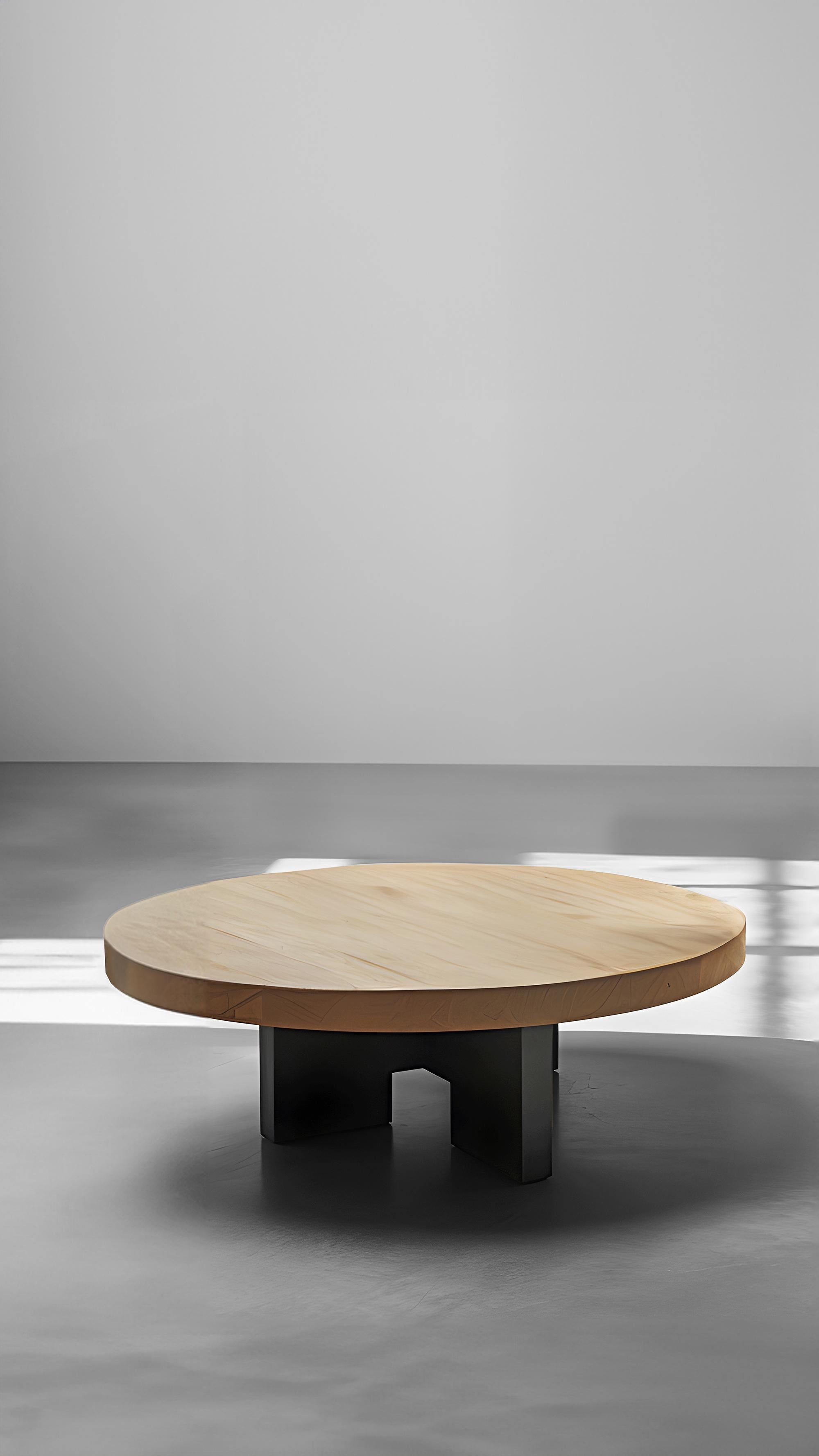 Mexican Fundamenta Geometric Coffee Table 56 Round Solid Wood, Modern Style by NONO For Sale