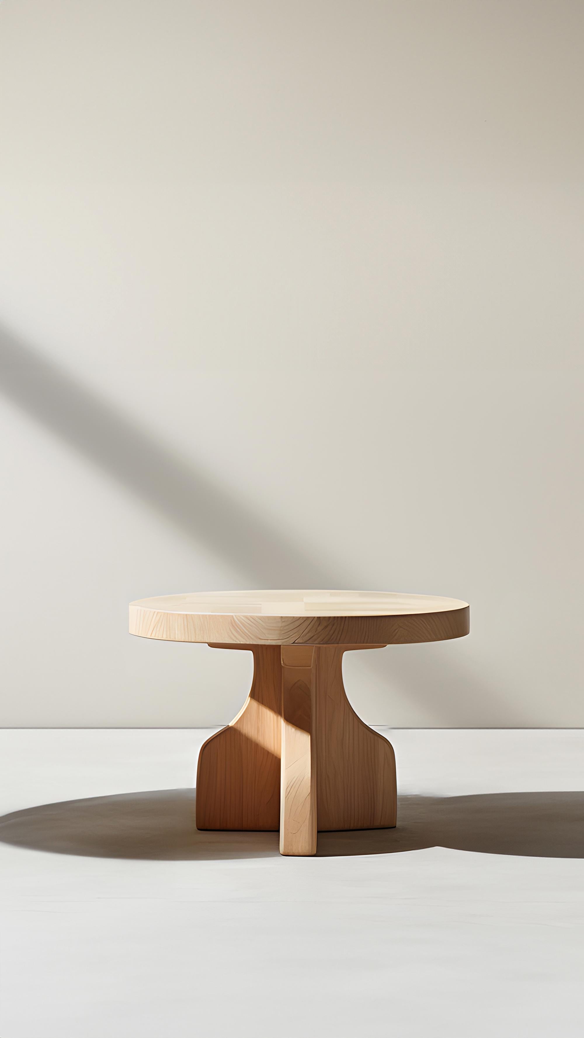 Hardwood Fundamenta Round Side Table 49 Solid Wood, Geometric Elegance by NONO For Sale