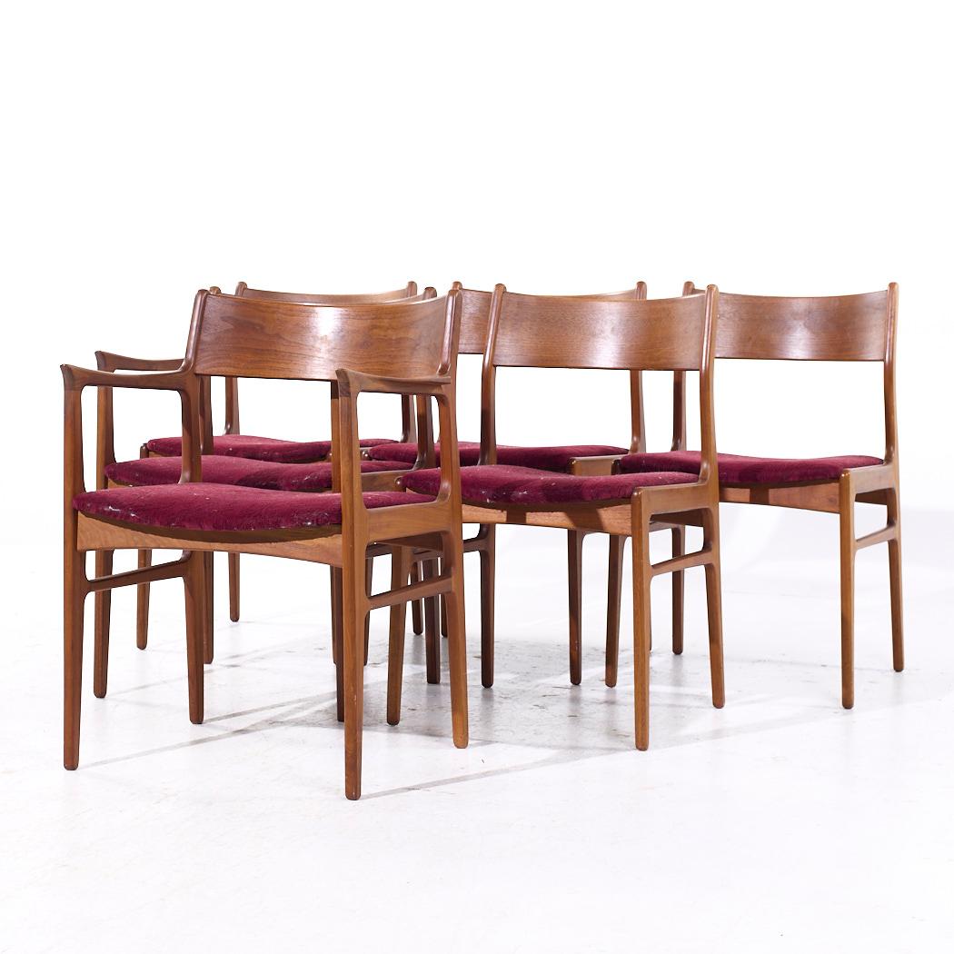 Funder-Schmidt & Madsen Dänische Teakholz-Esszimmerstühle aus der Mitte des Jahrhunderts - 6er-Set (Moderne der Mitte des Jahrhunderts) im Angebot