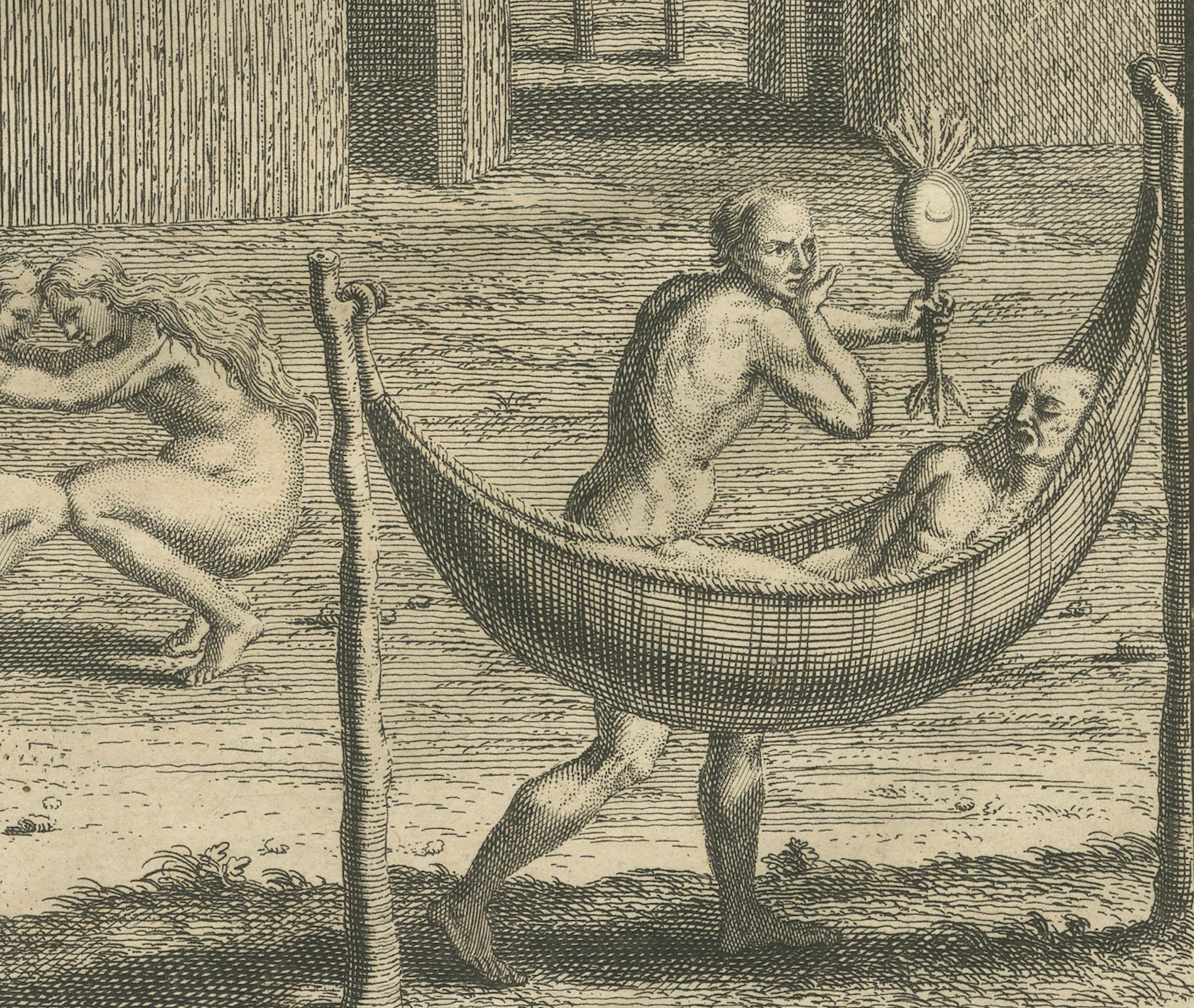 Titre :
eremonies funéraires des peuples indigènes d'Orinoco et du Brésil, 1734

Description :
Cette étonnante gravure sur cuivre, publiée en 1734 dans le monumental ouvrage de Bernard Picart intitulé *Cérémonies et Coutumes Religieuses de tous les