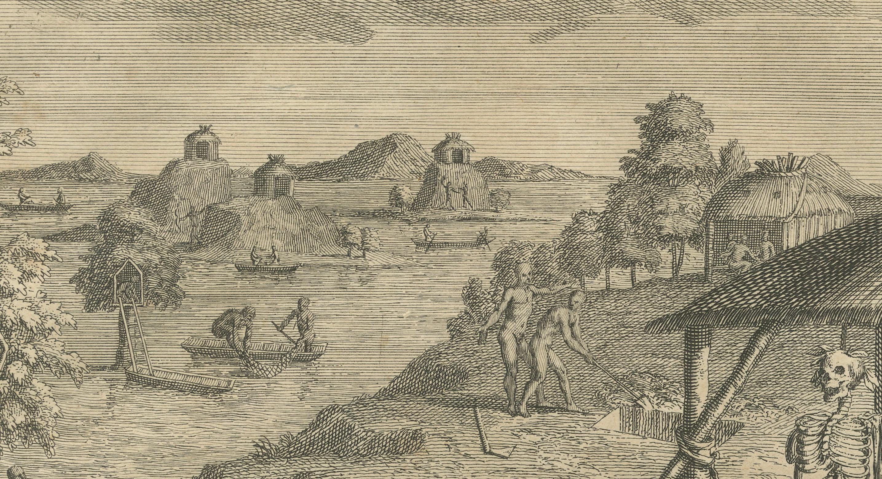 eremonies funéraires des peuples indigènes d'Orinoco et du Brésil, 1734 Bon état - En vente à Langweer, NL