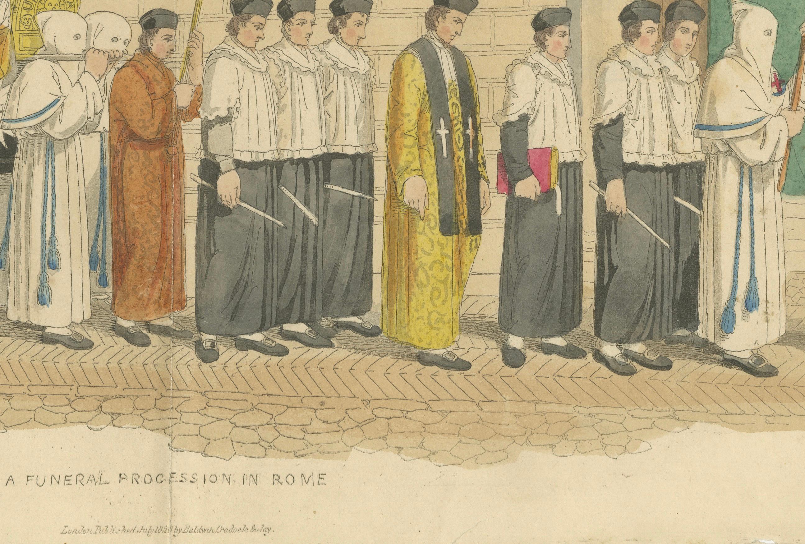 Leichenzug in Rom mit Kapuzenfiguren und Geistlichen, London 1820 im Zustand „Relativ gut“ im Angebot in Langweer, NL