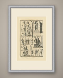 Funerary Monuments and Fighting Soldiers, Montfaucon Roman Plate, 1722