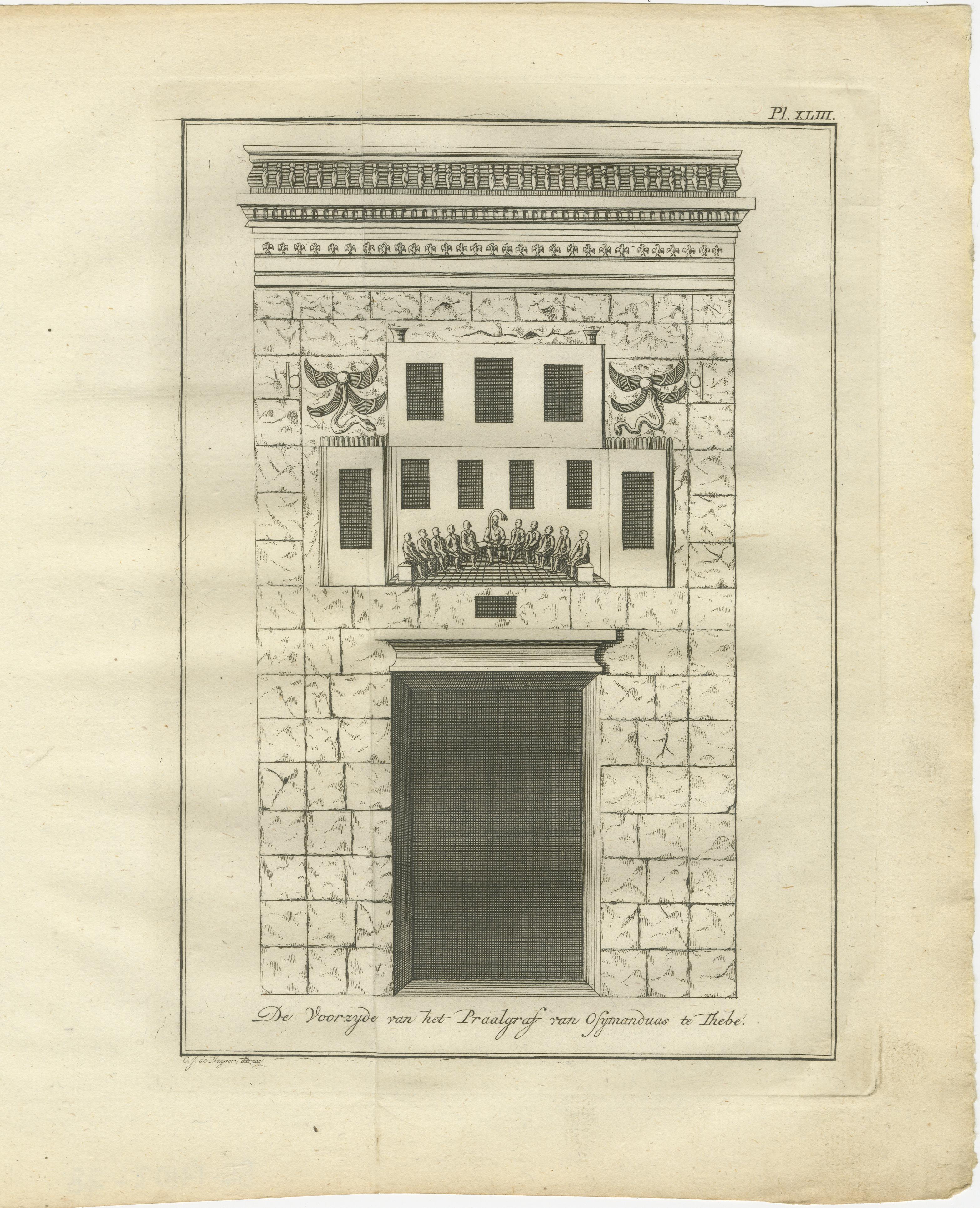 Procesión funeraria y fachada de la tumba de Osymandias, Tebas - Par de vistas, c.1776 Holandés en venta
