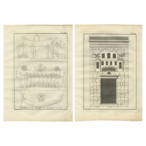 Funerary Procession & Tomb Façade of Osymandias, Thebes – Pair of Views, c.1776
