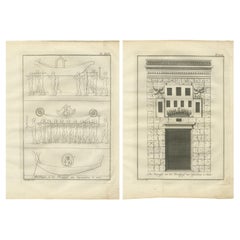 Procesión funeraria y fachada de la tumba de Osymandias, Tebas - Par de vistas, c.1776