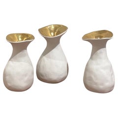 FUNGHI vases, handmade porcelain contemporary organic white and golden vases