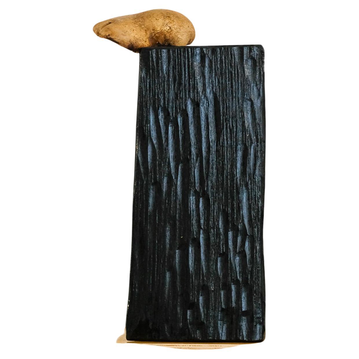 "Fungi Pot #4" One-Off Chestnut Wood Vase with Mushrooms by Tony Manara 2023 For Sale