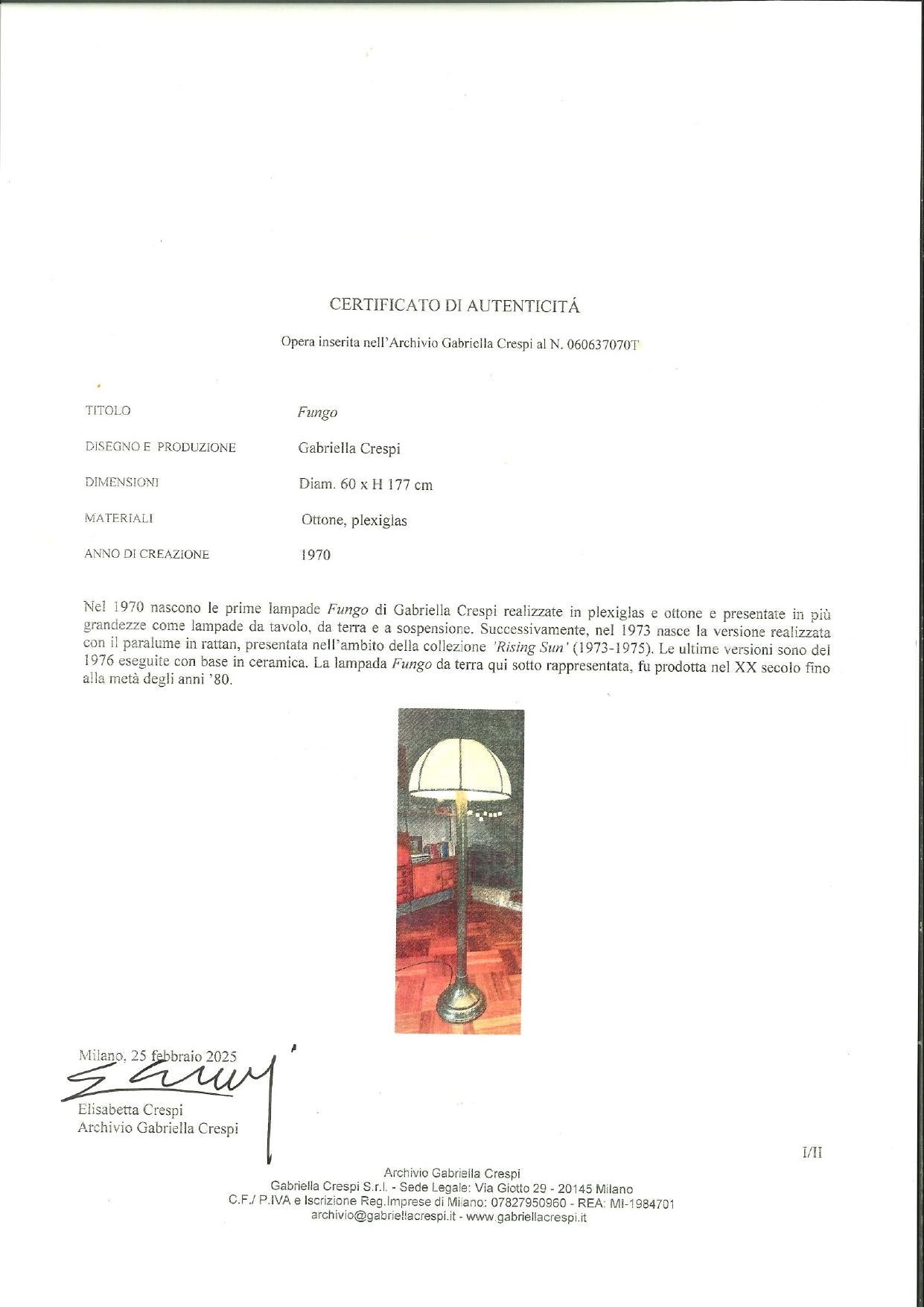 Lámpara de pie Fungo de Gabriella Crespi, Italia, 1970 en venta 4