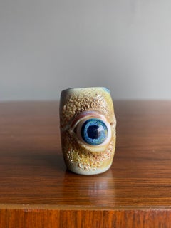 Funk Art Pottery Ceramic Eye Ball Small Vase, circa 1980