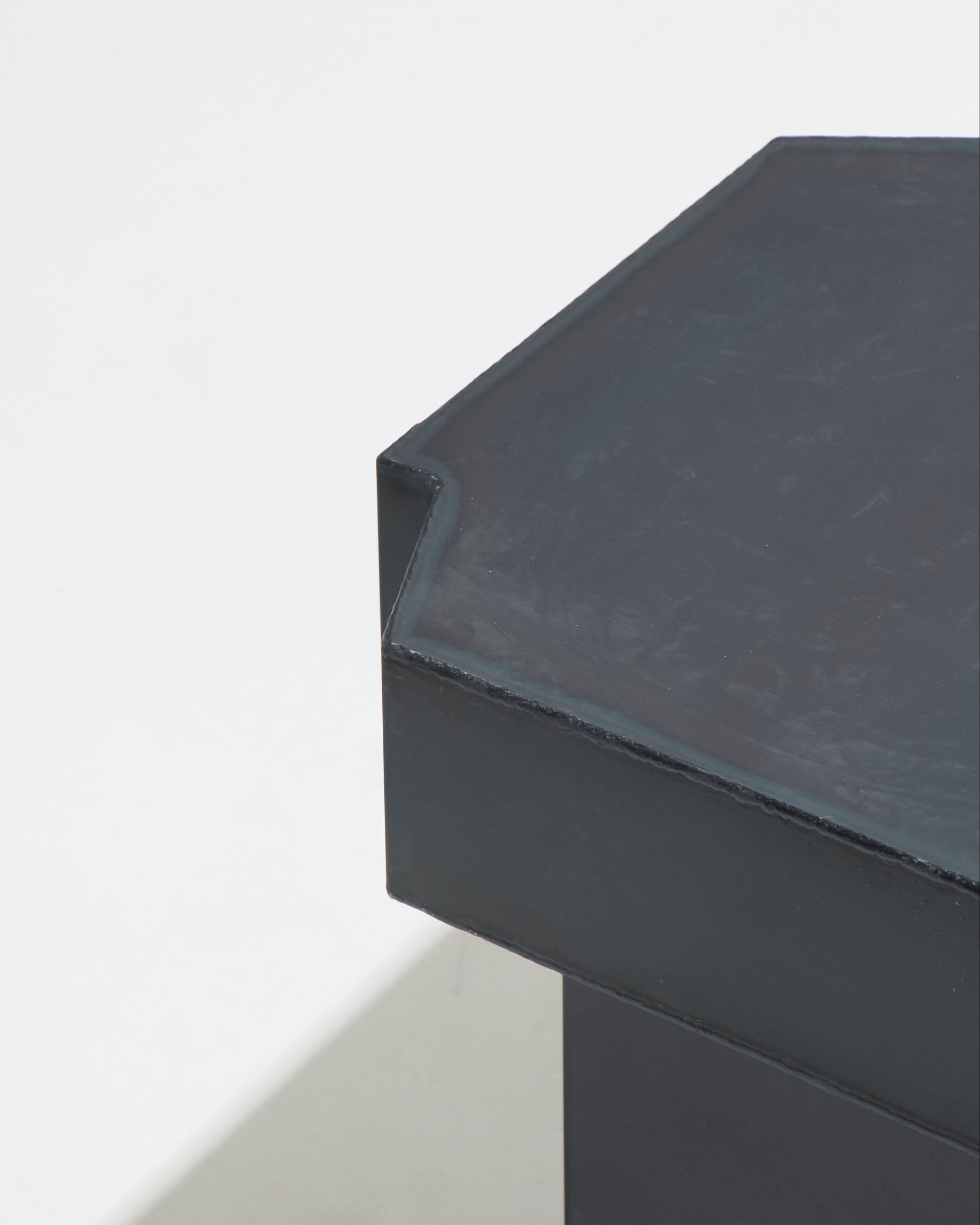 Steel Funki stool in raw steel For Sale