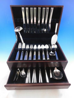 Service d'argenterie sterling danois Funkis iii par Sorensen, 67 pièces