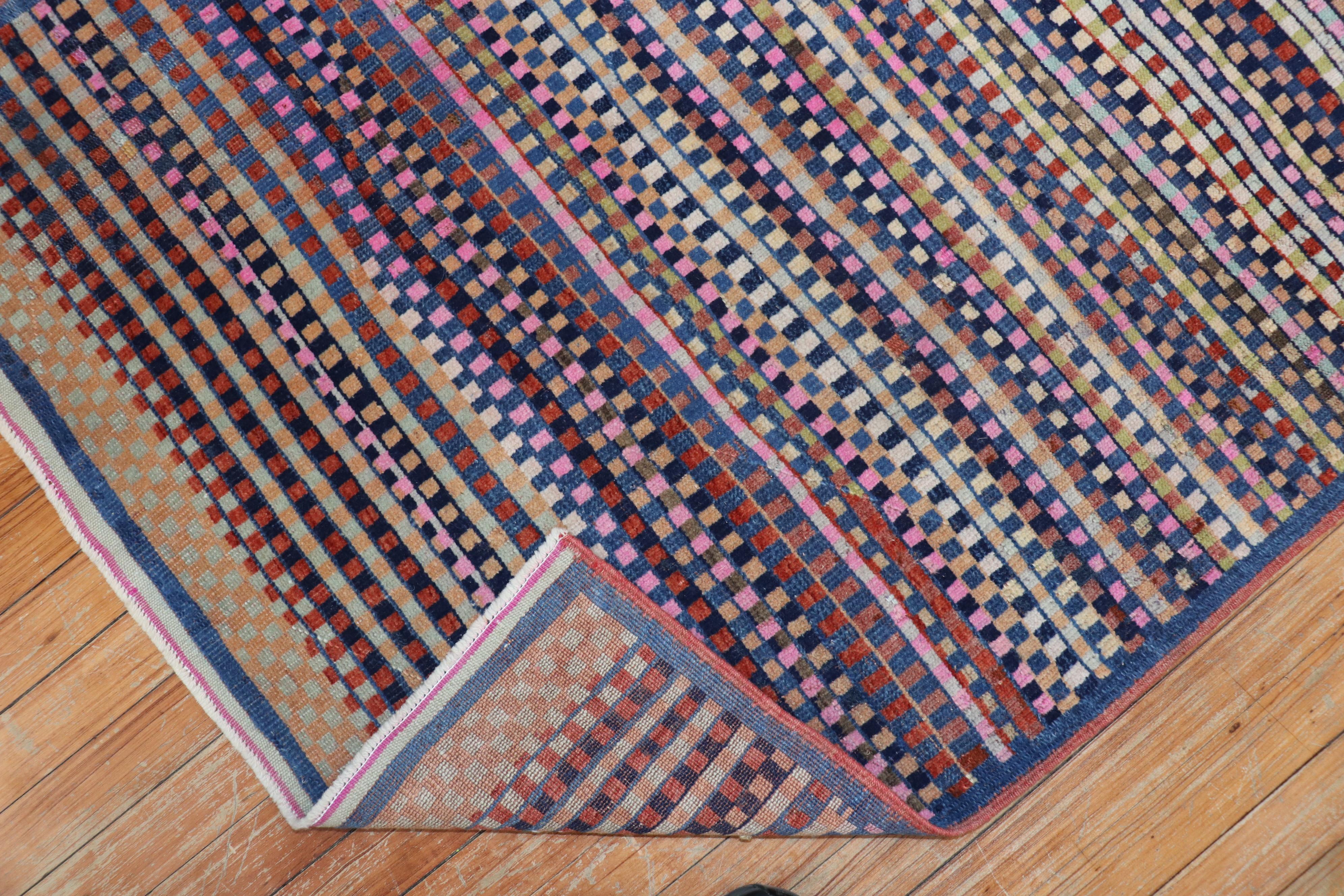 Hand-Knotted Funky 20th Century Turkish Deco Rug For Sale