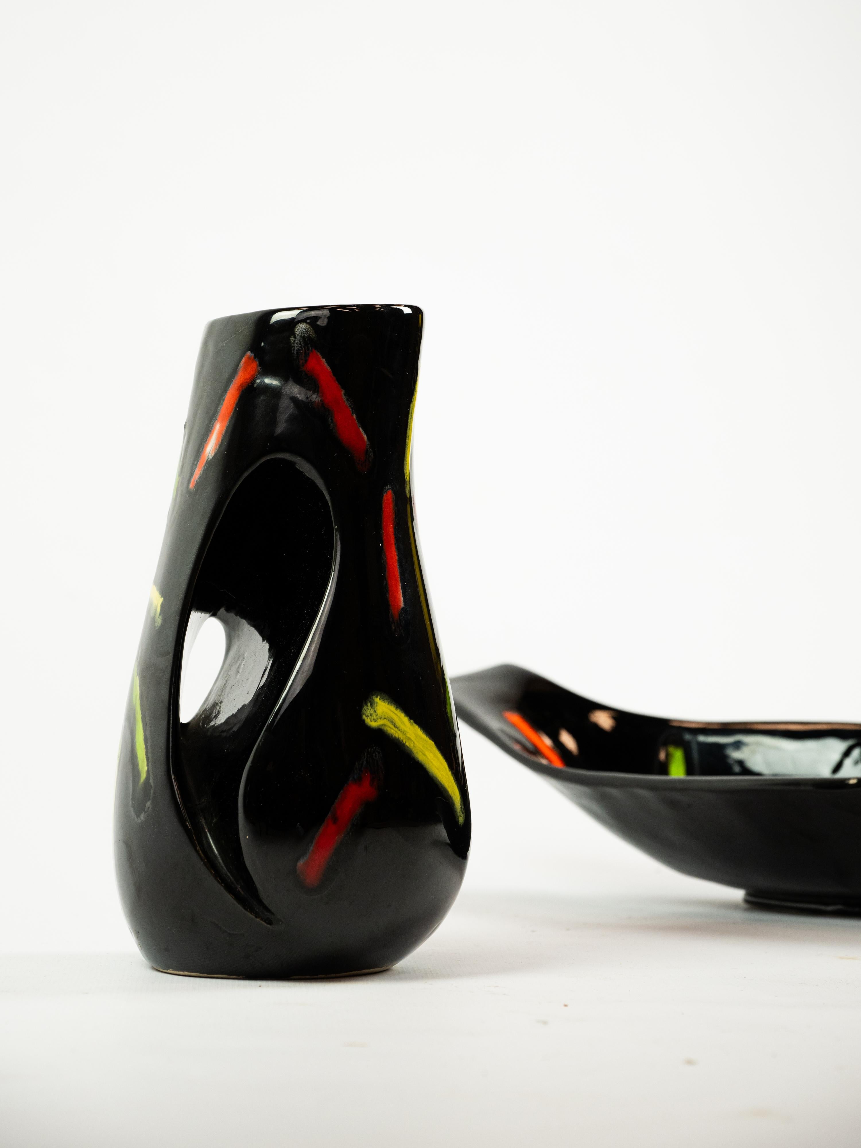 Funky 90's Keramik Set, Vase und Tidy aus Vallauris, Frankreich im Angebot 7