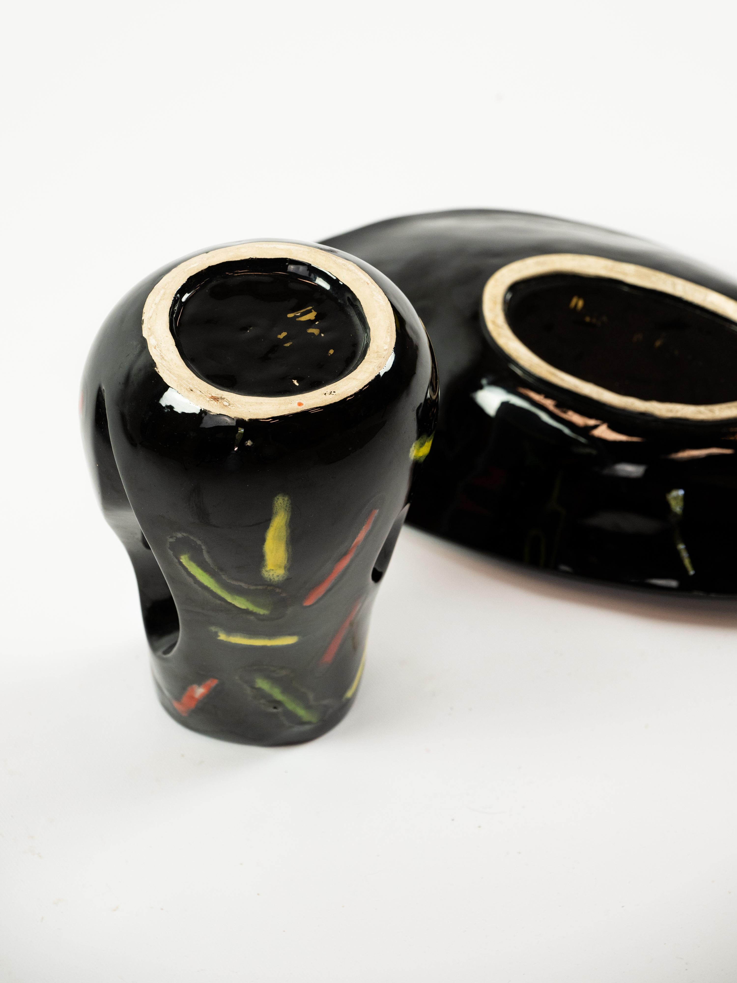 Funky 90's Keramik Set, Vase und Tidy aus Vallauris, Frankreich im Angebot 8