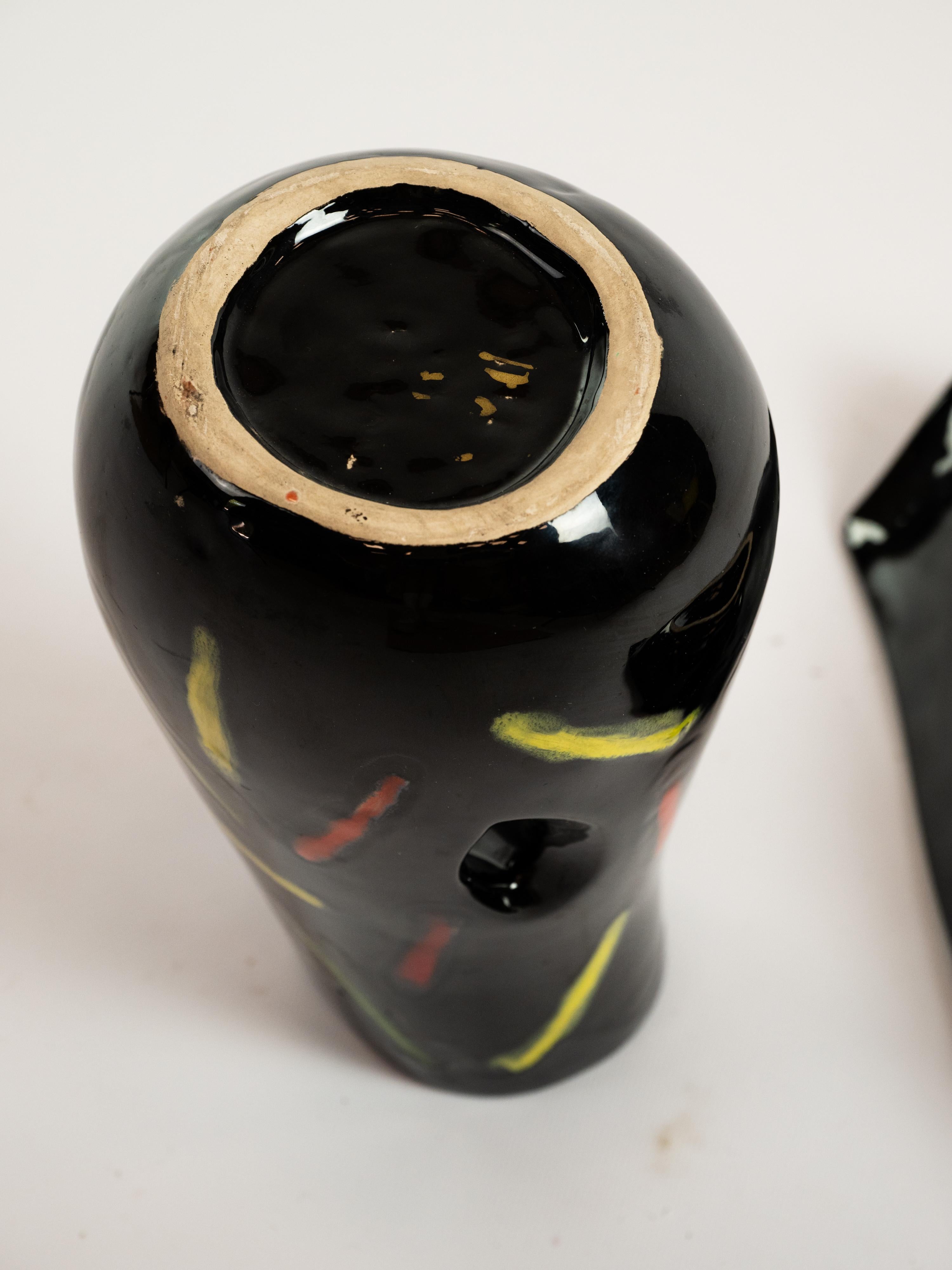 Funky 90's Keramik Set, Vase und Tidy aus Vallauris, Frankreich im Angebot 10