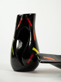 Funky 90's Ceramic Set, Vase and Tidy from Vallauris, France