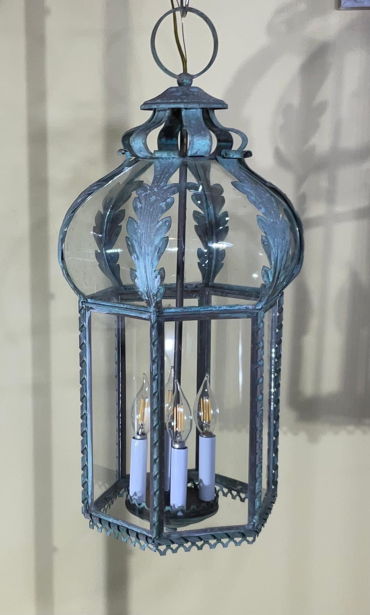 Funky Antique French Hanging Lantern or Chandler 3