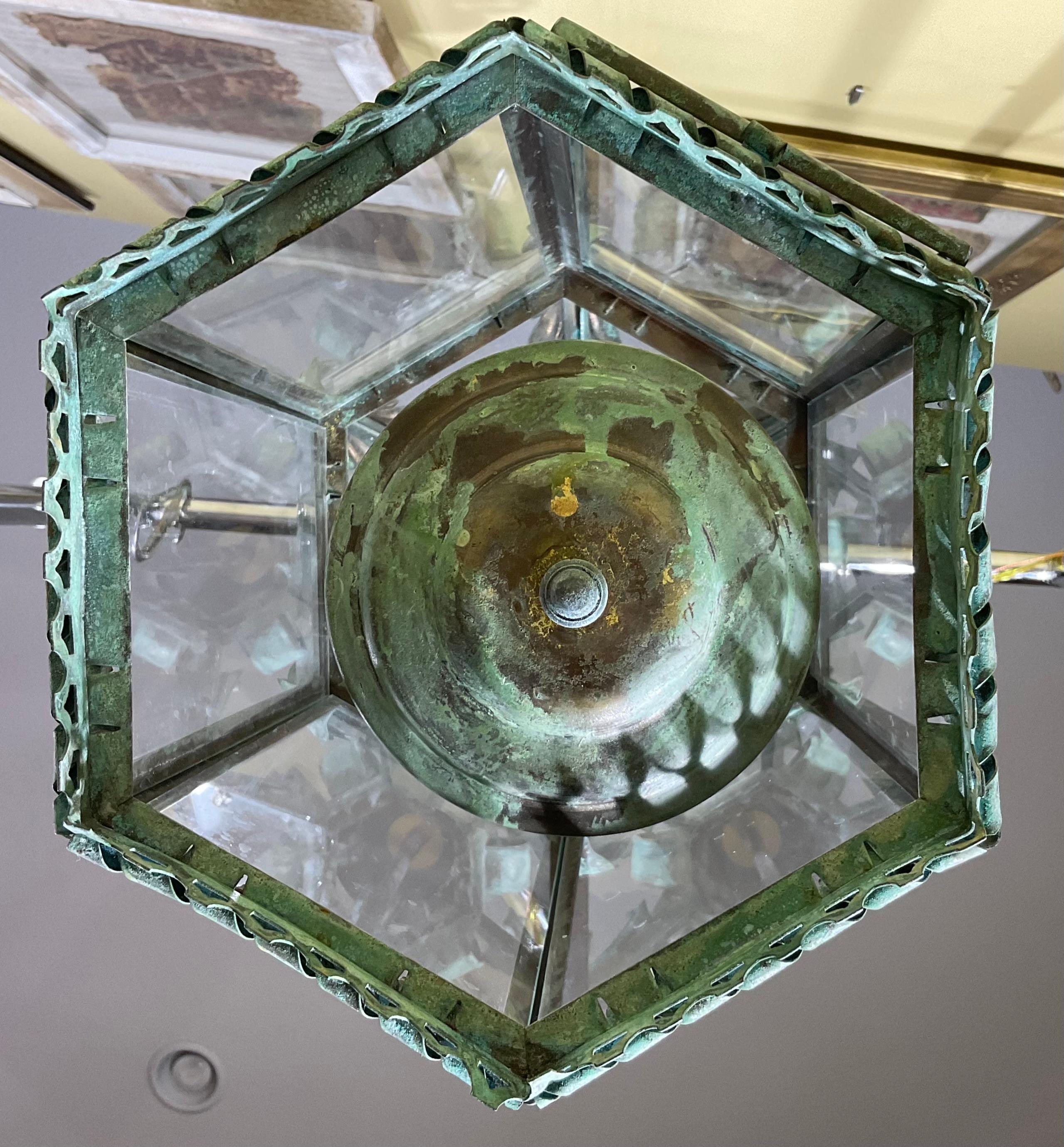 Funky Antique French Hanging Lantern or Chandler 4