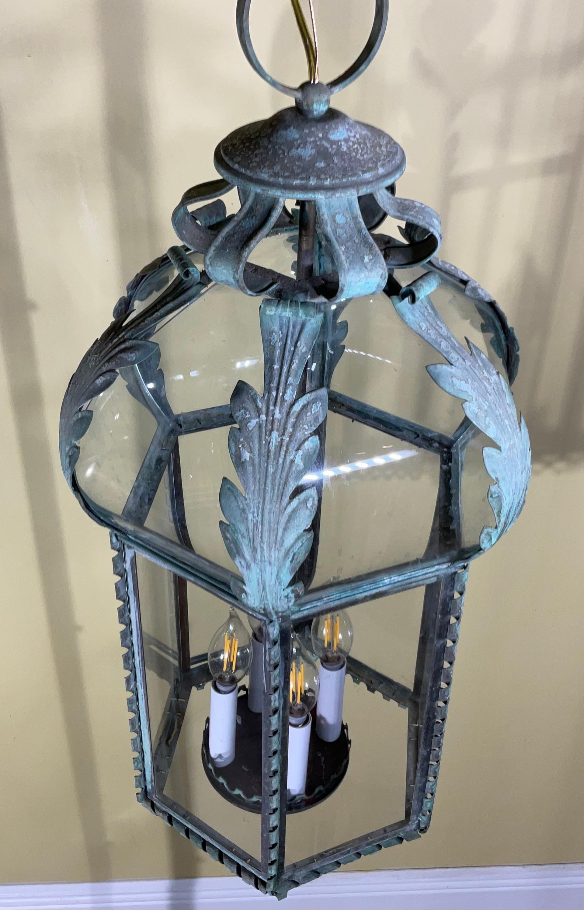 Funky Antique French Hanging Lantern or Chandler 5