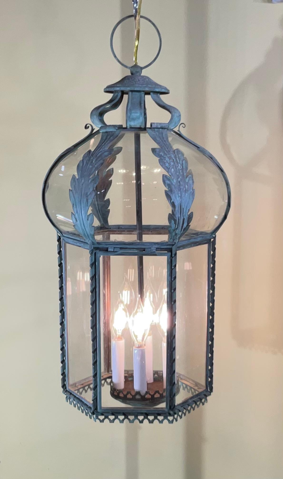 Funky Antique French Hanging Lantern or Chandler 6