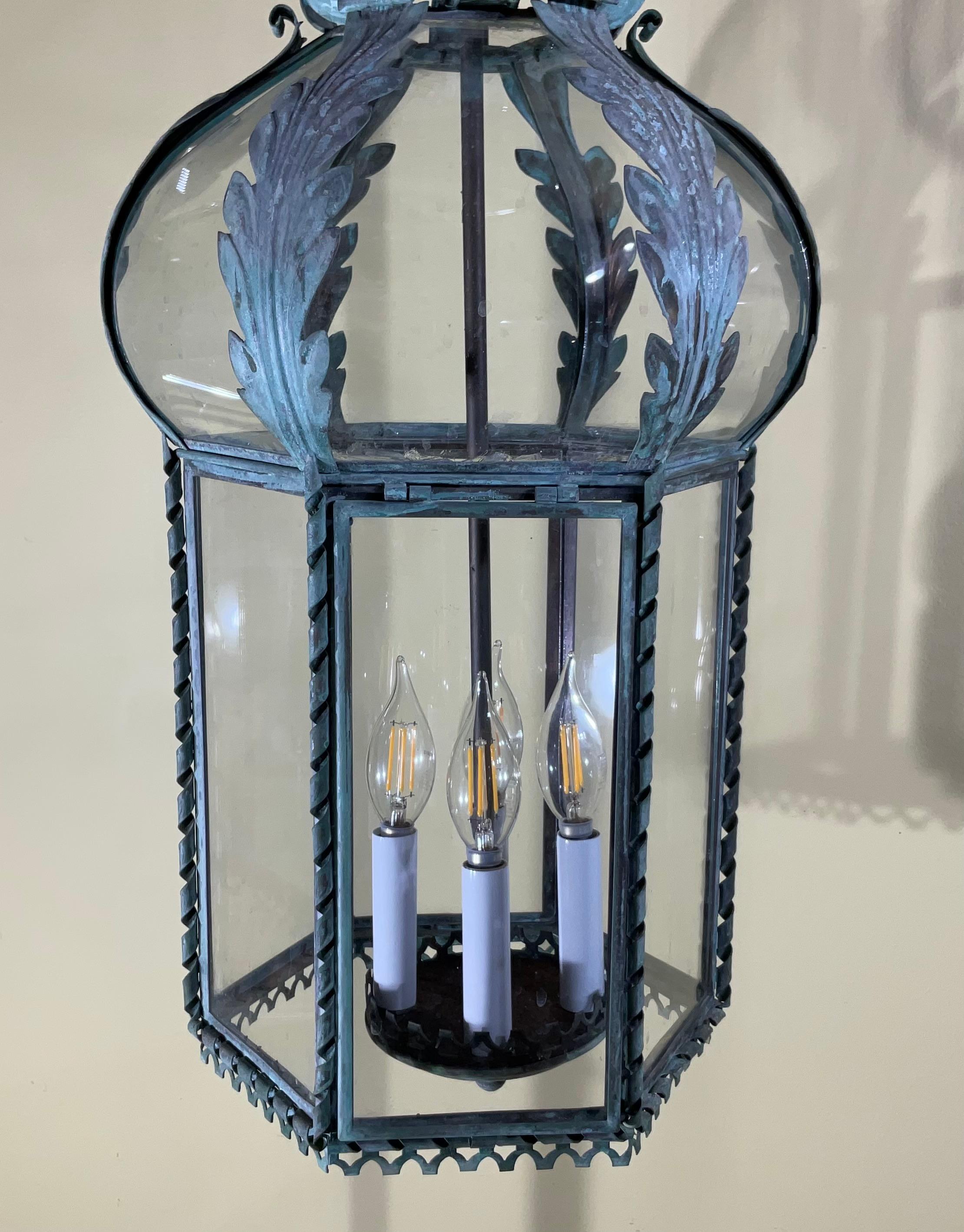 Hand-Crafted Funky Antique French Hanging Lantern or Chandler