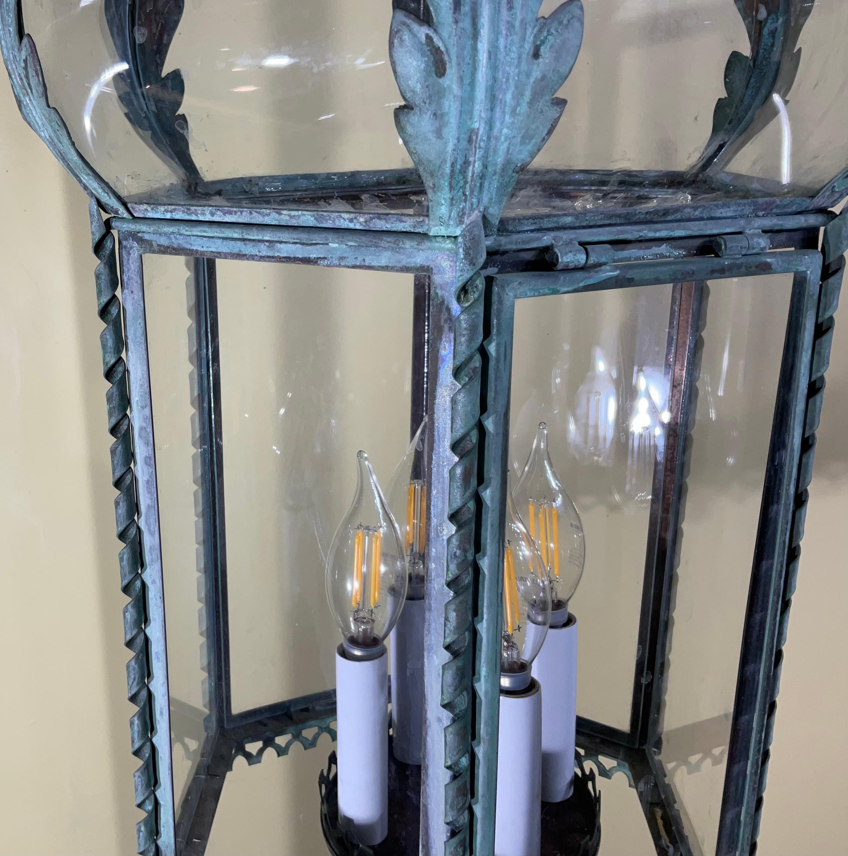 Funky Antique French Hanging Lantern or Chandler In Good Condition In Delray Beach, FL