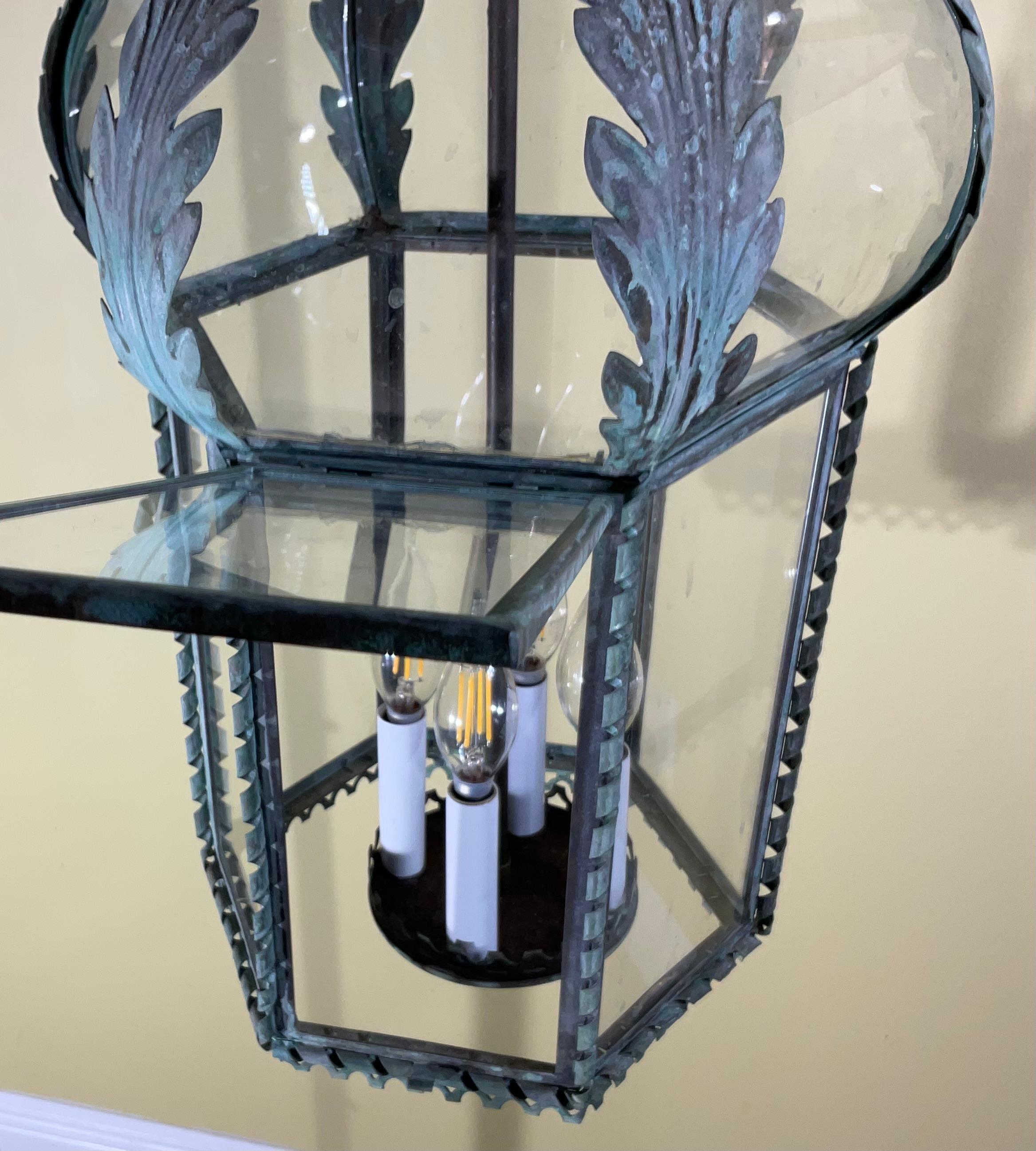 20th Century Funky Antique French Hanging Lantern or Chandler