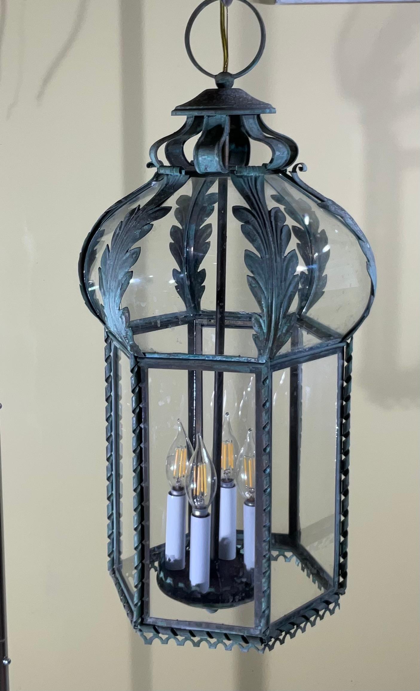 Funky Antique French Hanging Lantern or Chandler 1