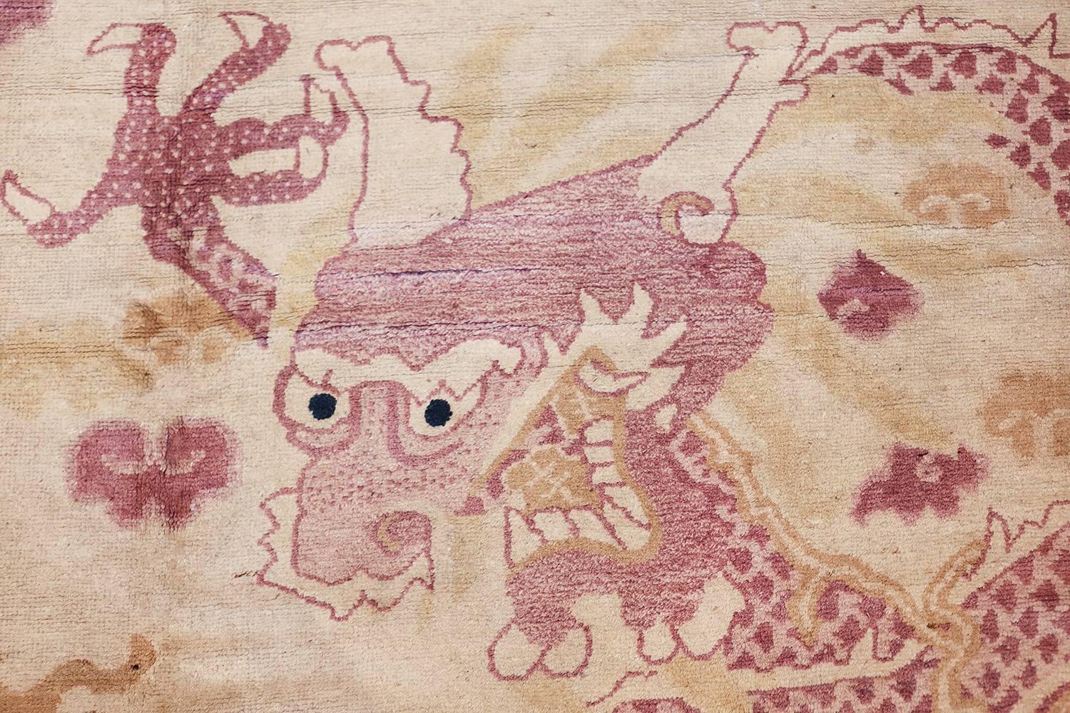 20th Century Funky Antique Purple Chinese Dragon Design Rug. Size: 11 ft x 14 ft