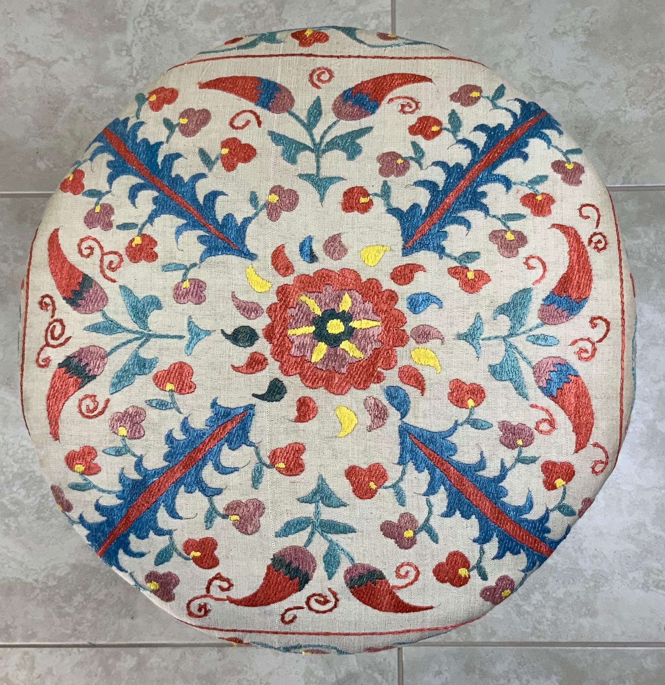 Funky Antique Suzani Bronze Stool or Side Table For Sale 9