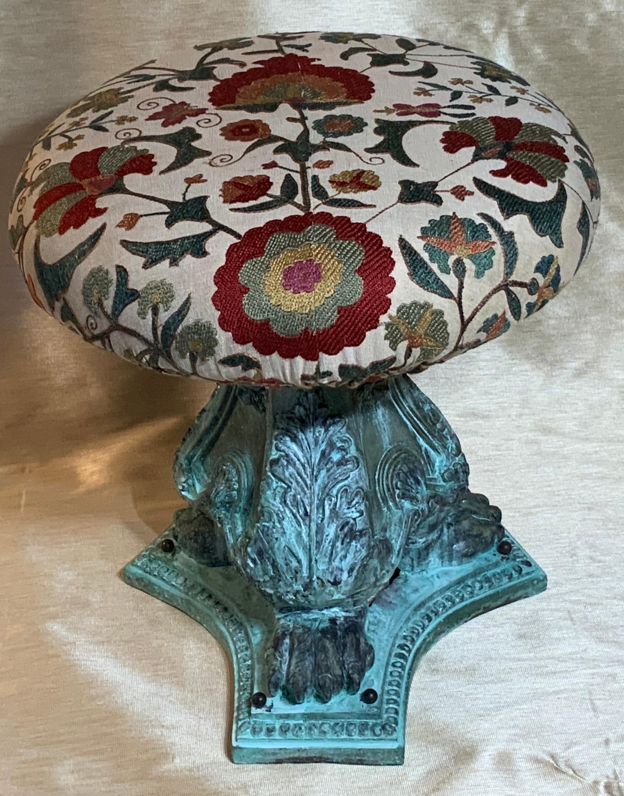 Funky Antique Suzani Stool or Side Table 6