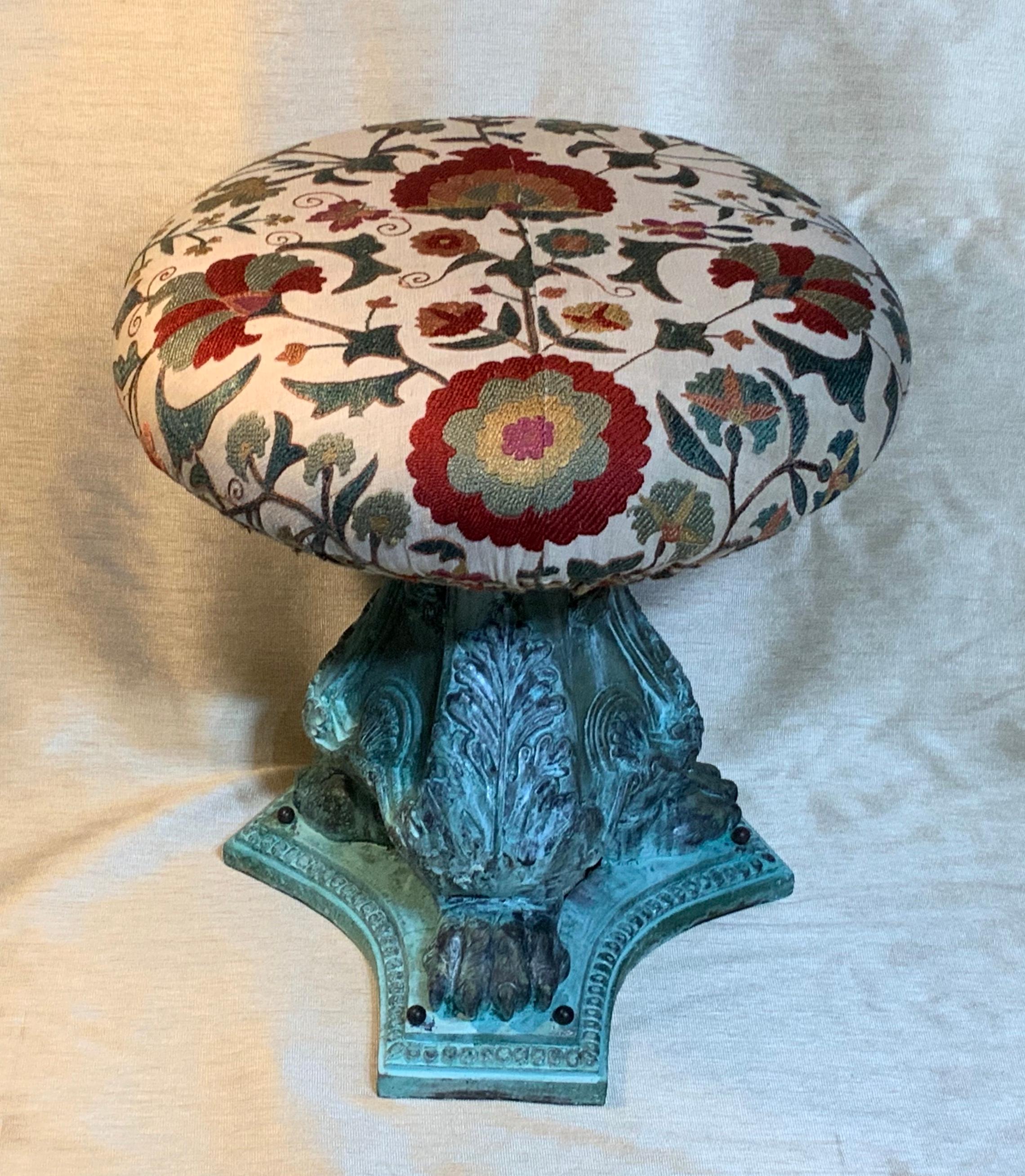 Funky Antique Suzani Stool or Side Table 8