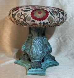 Funky Antique Suzani Stool or Side Table