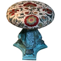 Funky Antique Suzani Stool or Side Table