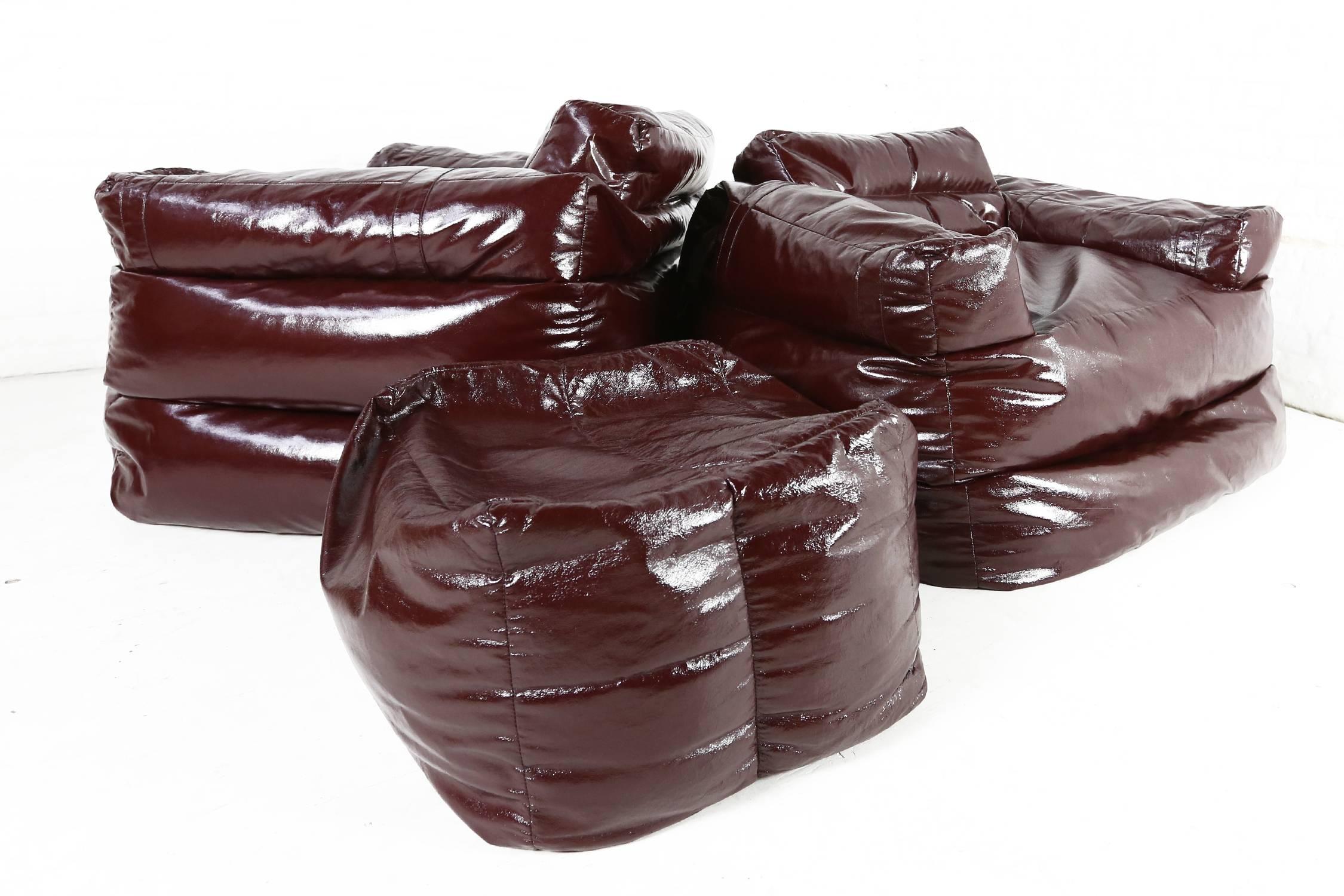 Faux Leather Funky Bean Bag Chairs, Italy, 1970s