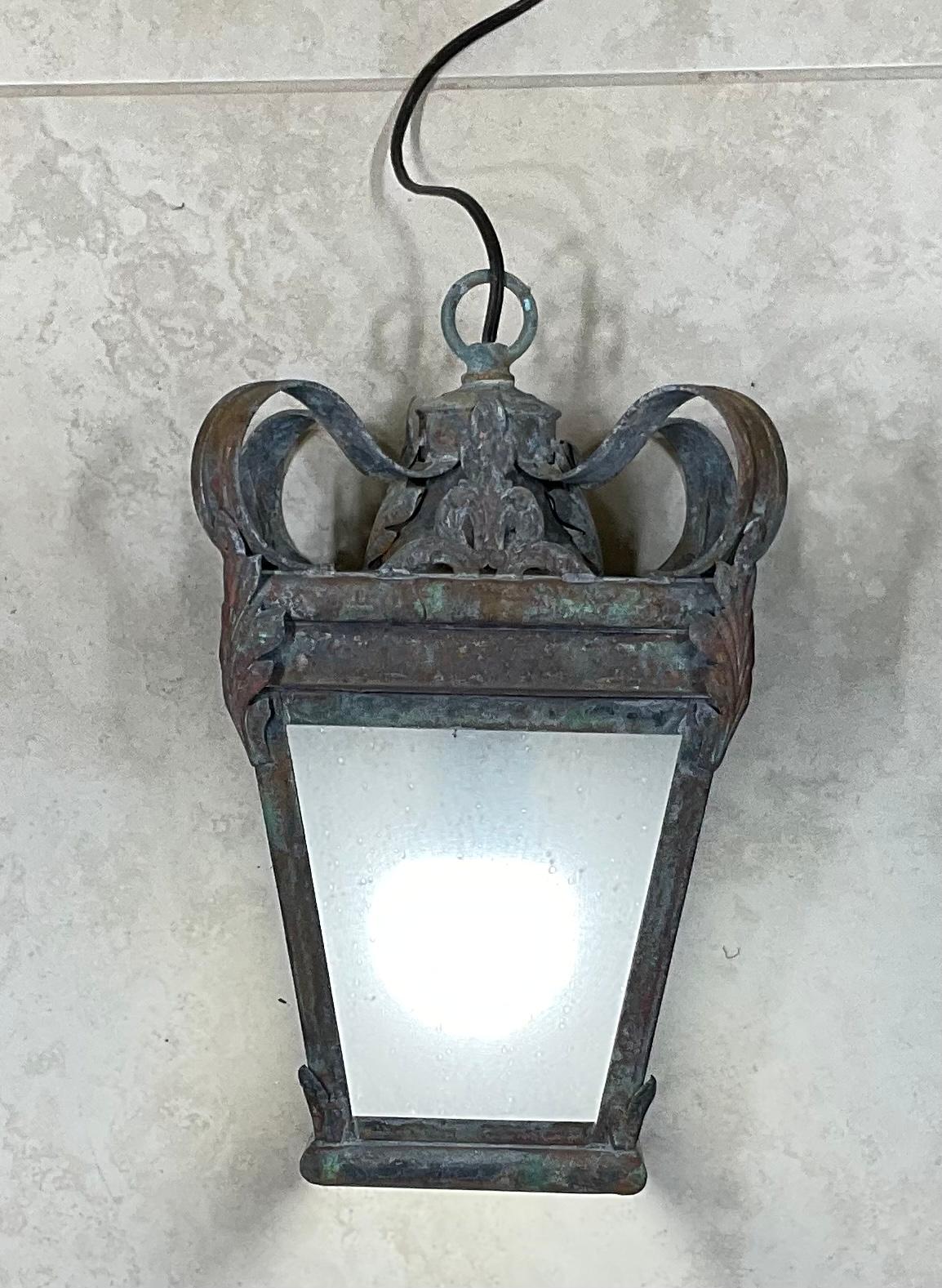 American Funky Brass Hanging Lantern For Sale